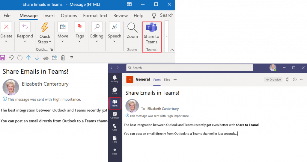 Outlook Share in Teams